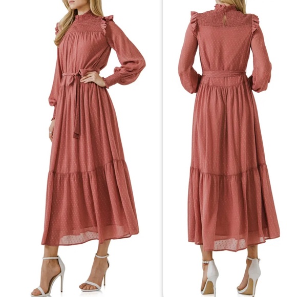 🌼English Factory Smocked Swiss Dot Maxi Dress - Picture 2 of 16